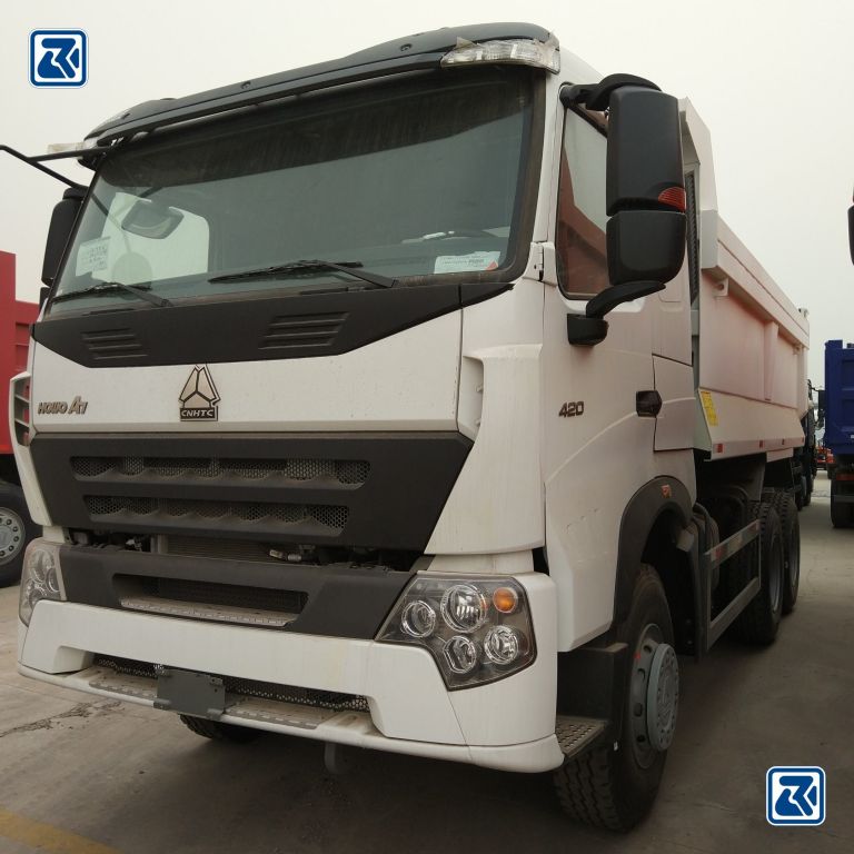 HOWO dump truck, front view showing headlamps and grille