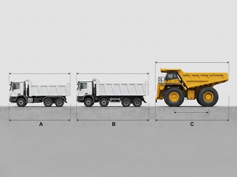Comparación de tamaño de configuración de camión volquete Shacman